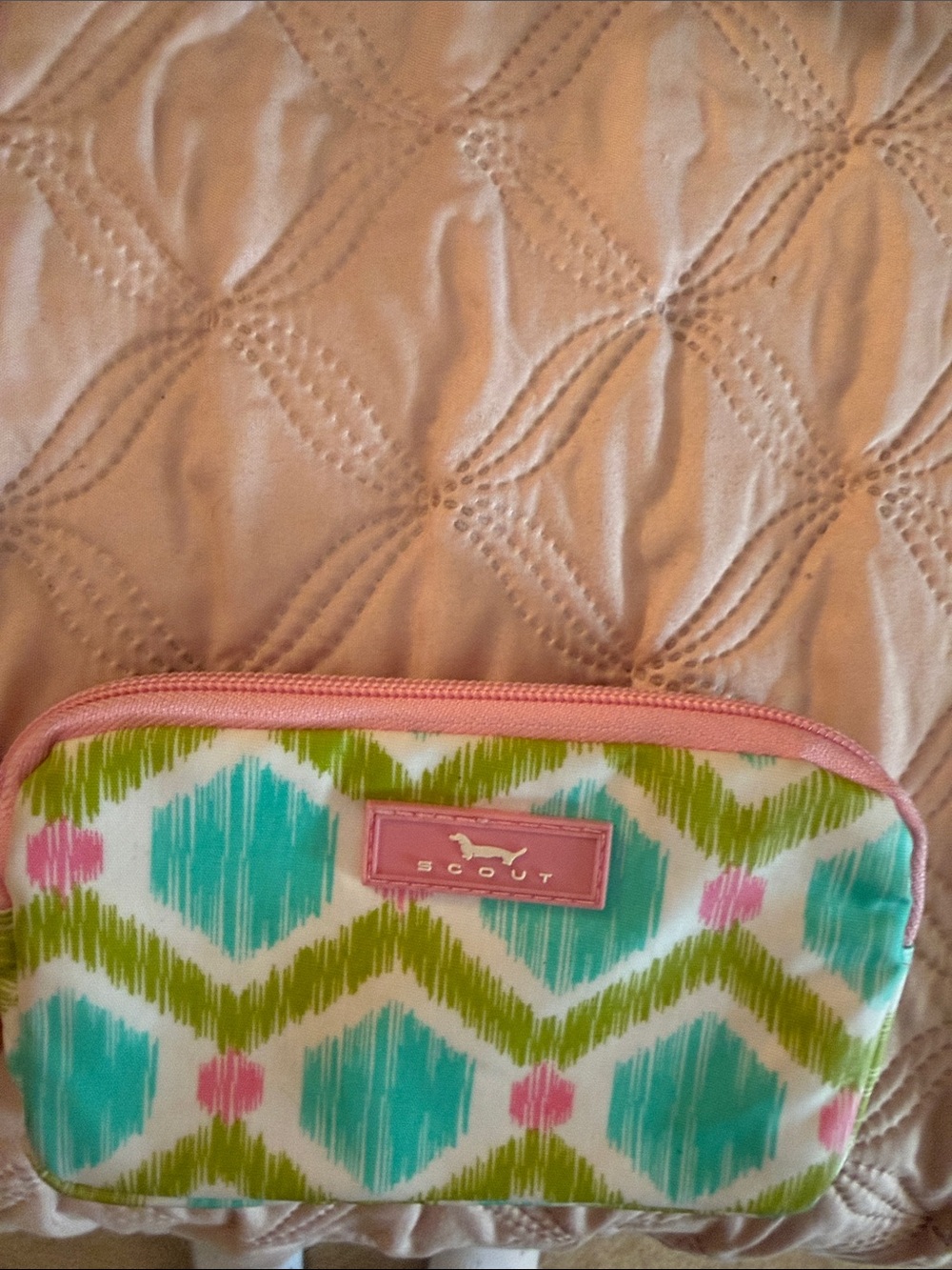 Scout Ikat Cosmetic Pouch in Pink, Teal & Green